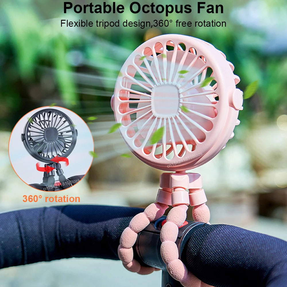 Mini Ventilador Octopus con Trípode Flexible 360°