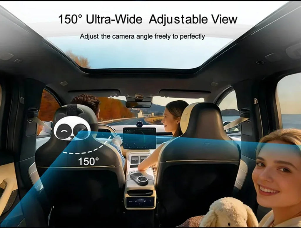 Adaptador Inalámbrico CarPlay Cabin Care, Cámara para Auto HD 1080P para Bebés, 150 °   Monitor de visión nocturna gran angular con pantalla dividida para el asiento trasero