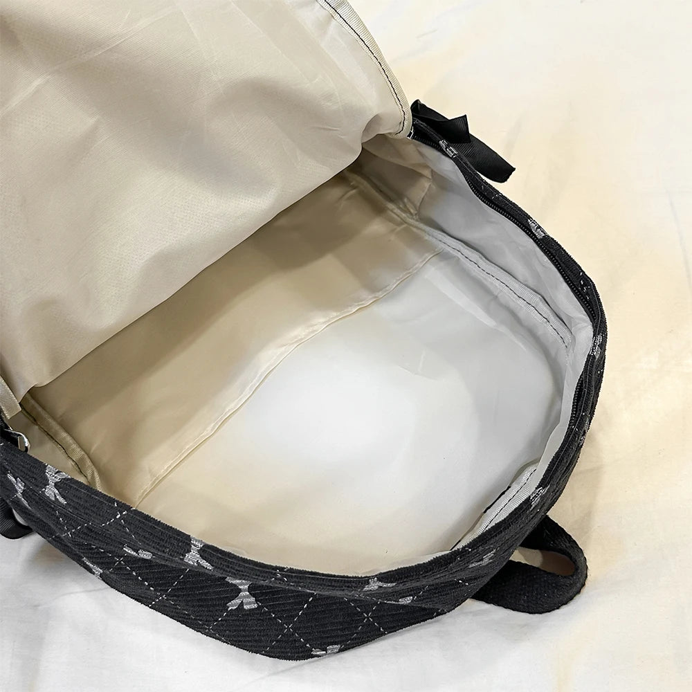 Mochila con lazo de pana para estudiantes universitarios, mochila versátil para estudiantes de secundaria y secundaria