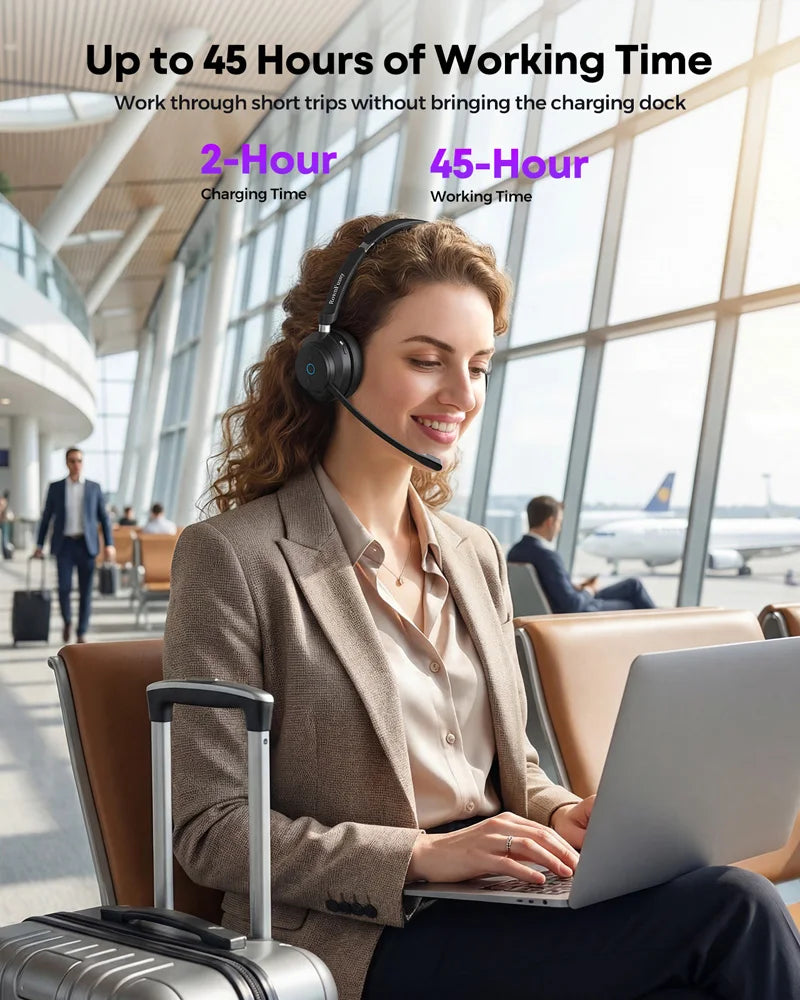 Rownfusny Auriculares Bluetooth Dongle USB Call Center