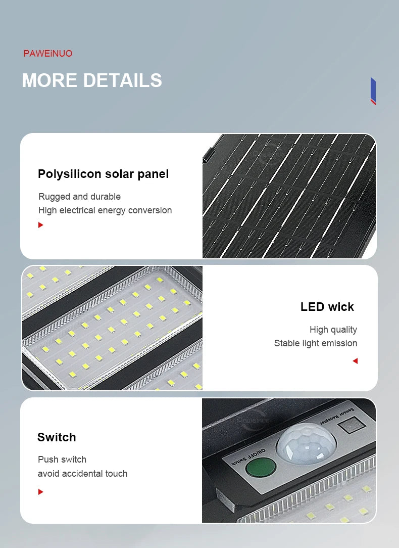 Lámpara Solar LED para Jardín con Sensor de Movimiento IP65