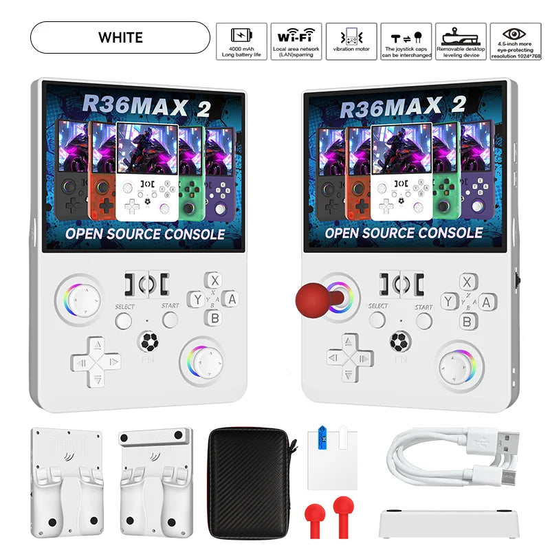 Consola de Juegos Retro R36MAX2, Pantalla HD 4.5 Pulgadas 1024x768, 128GB