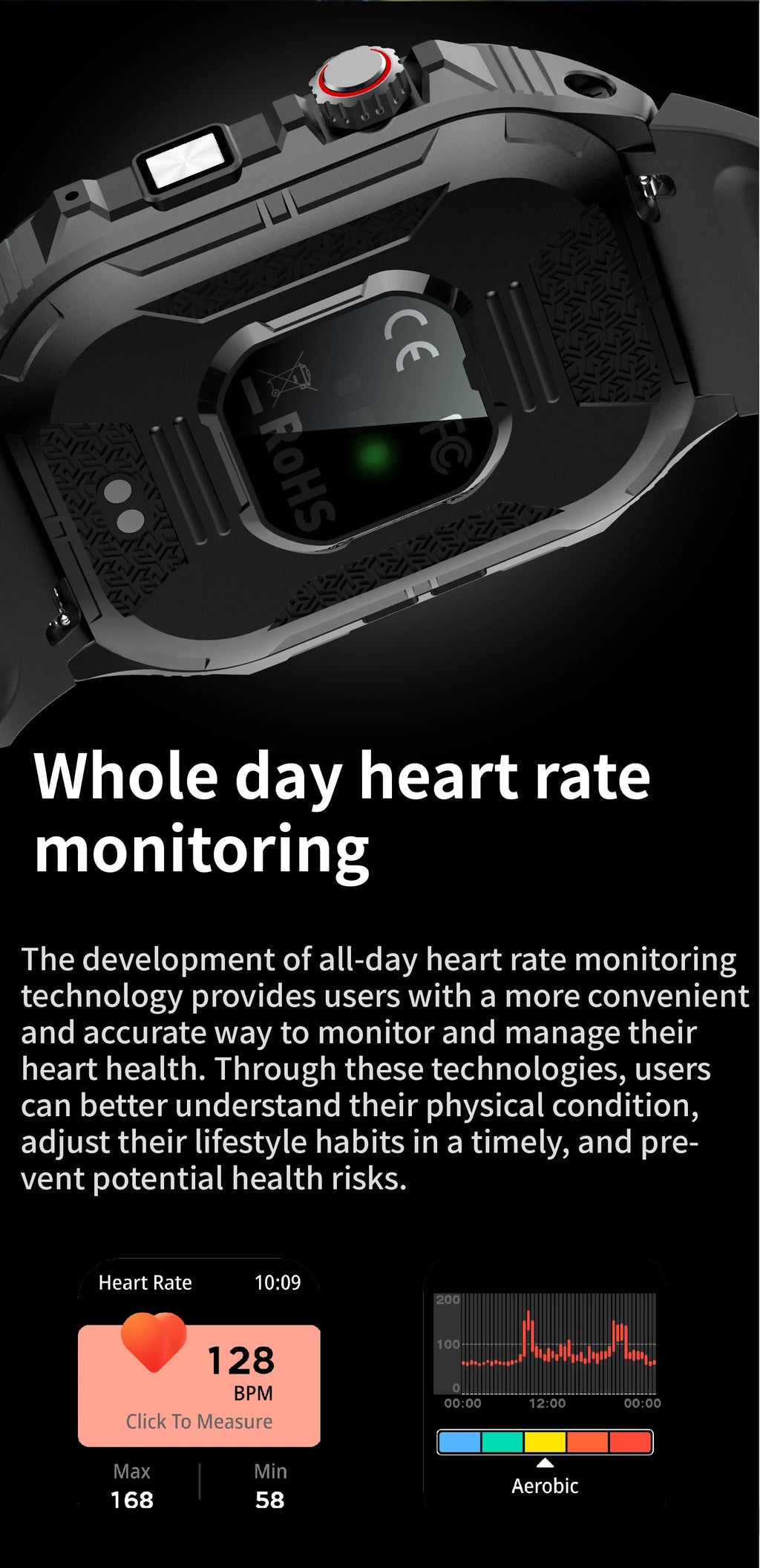 Reloj Inteligente Digital Ritmo Cardíaco Hombre