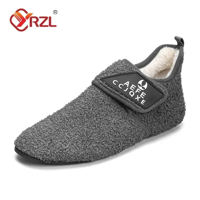 YRZL zapatos de algodón de invierno para hombre, zapatillas ligeras sin cordones cálidas, mocasines de algodón de felpa para dormitorio y hogar, zapatos cálidos de invierno para hombre
