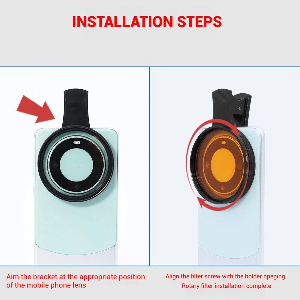 Filtro Polarizador CPL 52MM con Clip para Teléfono Móvil