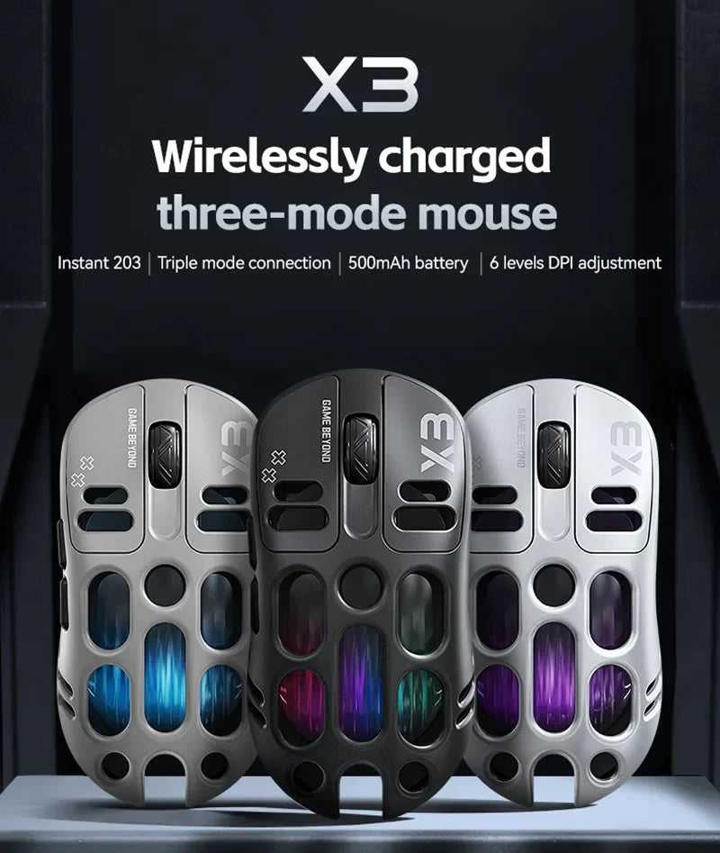 Mouse Gamer Lenovo X3 Triple Modo, RGB, Bluetooth, USB-C, Recargable