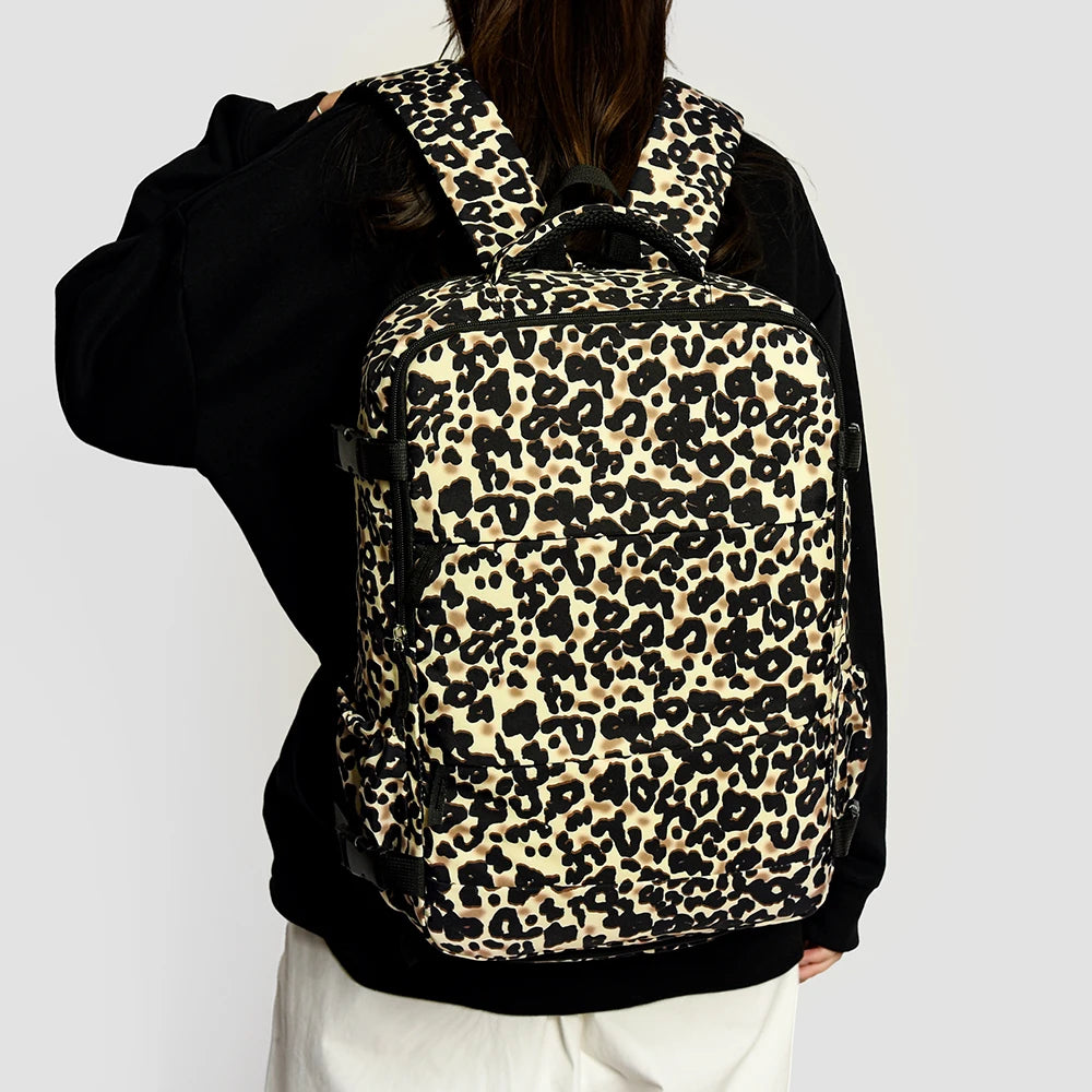 Nueva mochila con estampado de leopardo de gran capacidad, mochila de viaje ligera, alto valor estético, bolsa para ordenador de viaje