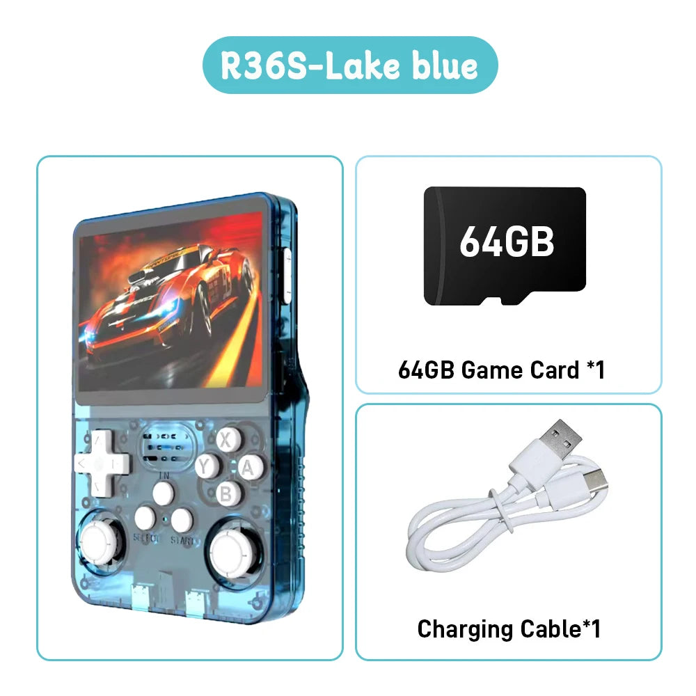 Consola de Juegos Retro R36S ARKOS, Pantalla IPS 3.5 Pulgadas, 64GB