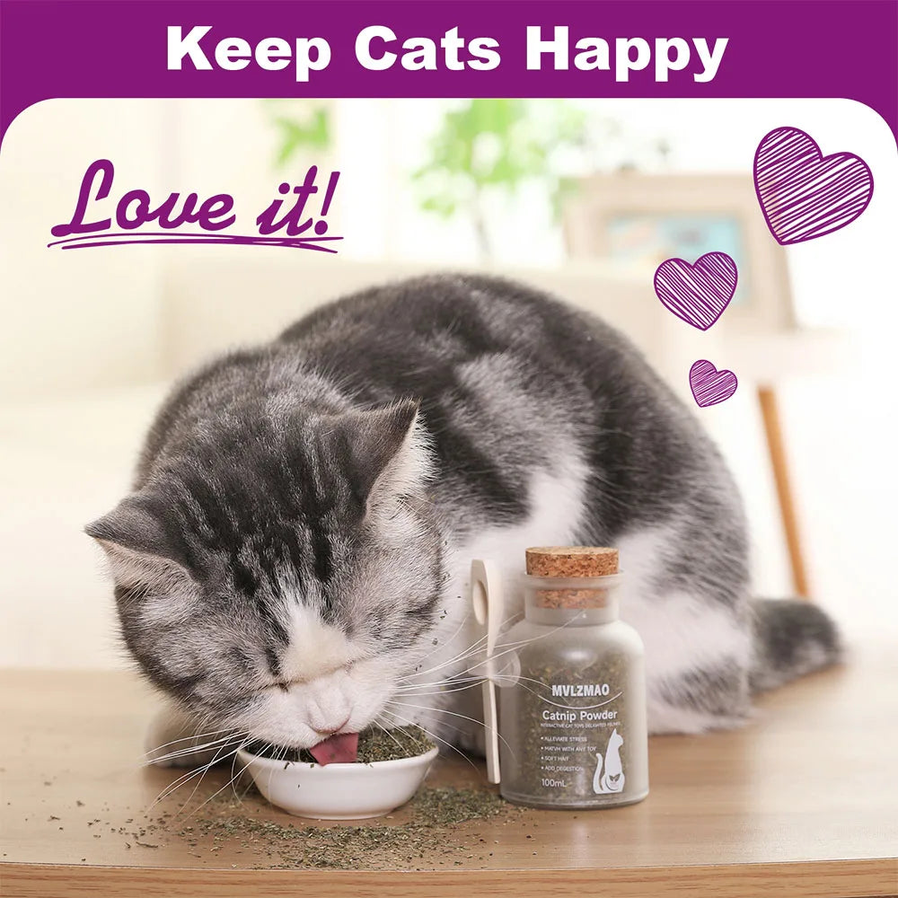 Mezcla Premium Safe de Catnip Orgánico perfecta para gatos, instalada con la potencia máxima, su gatito está garantizado para ir loco 100ML