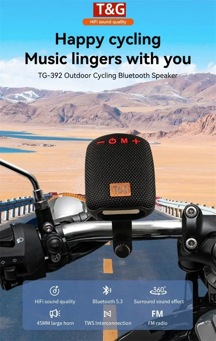 Bicicleta al aire libre TG392 Bluetooth caixa de som caja de sonido inalámbrica portátil TWS altavoz de manillar Subwoofer impermeable para Scooter