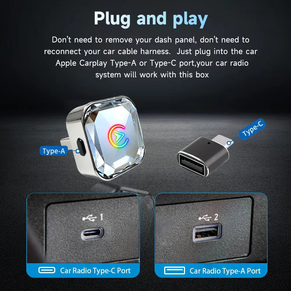 Adaptador inalámbrico 2 en 1 para CarPlay y Android Auto con WiFi y Bluetooth