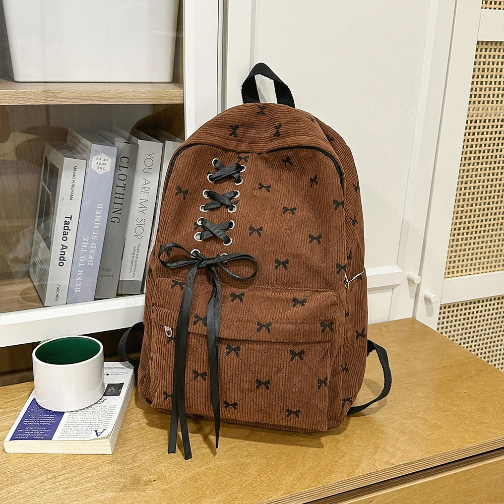 Mochila de Pana para Mujer, Gran Capacidad Estilo Universitario para Viajes