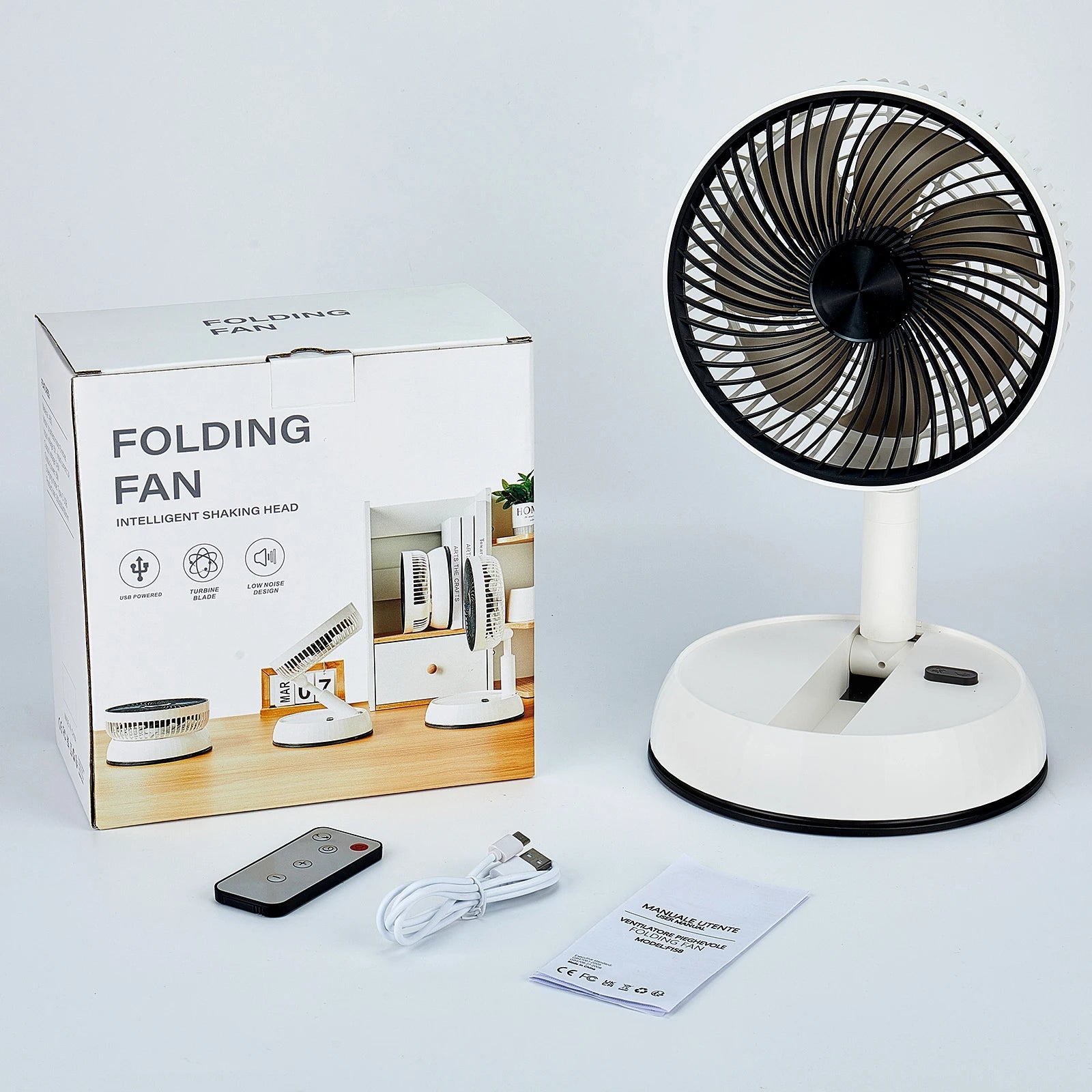 Ventilador plegable telescópico, ventilador de escritorio con Control remoto, ventilador de suelo, recargable, portátil, USB, de 8 pulgadas, para acampar