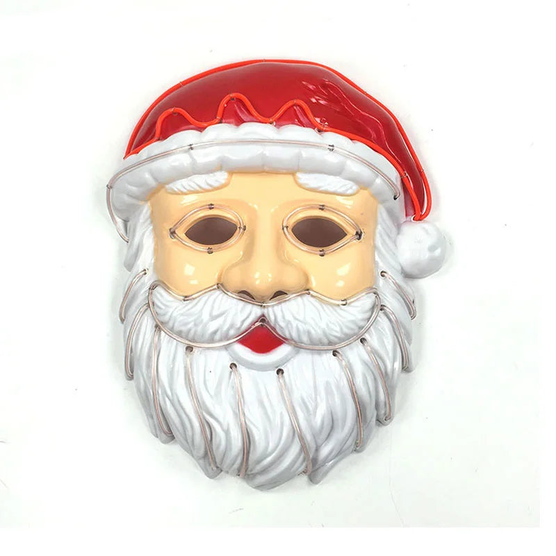 Máscara de fiesta de Navidad, mascarada de Navidad, Cosplay, Papá Noel, máscara LED, accesorios divertidos para disfraz de fiesta, regalo de Navidad, juguete para niños