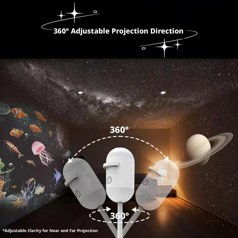 Mini Proyector de Estrellas 2 en 1, Lámpara Nocturna LED con Cielo Estrellado, Lámpara Ambiental para Dormitorio, Decoración y Luz de Ambiente LED