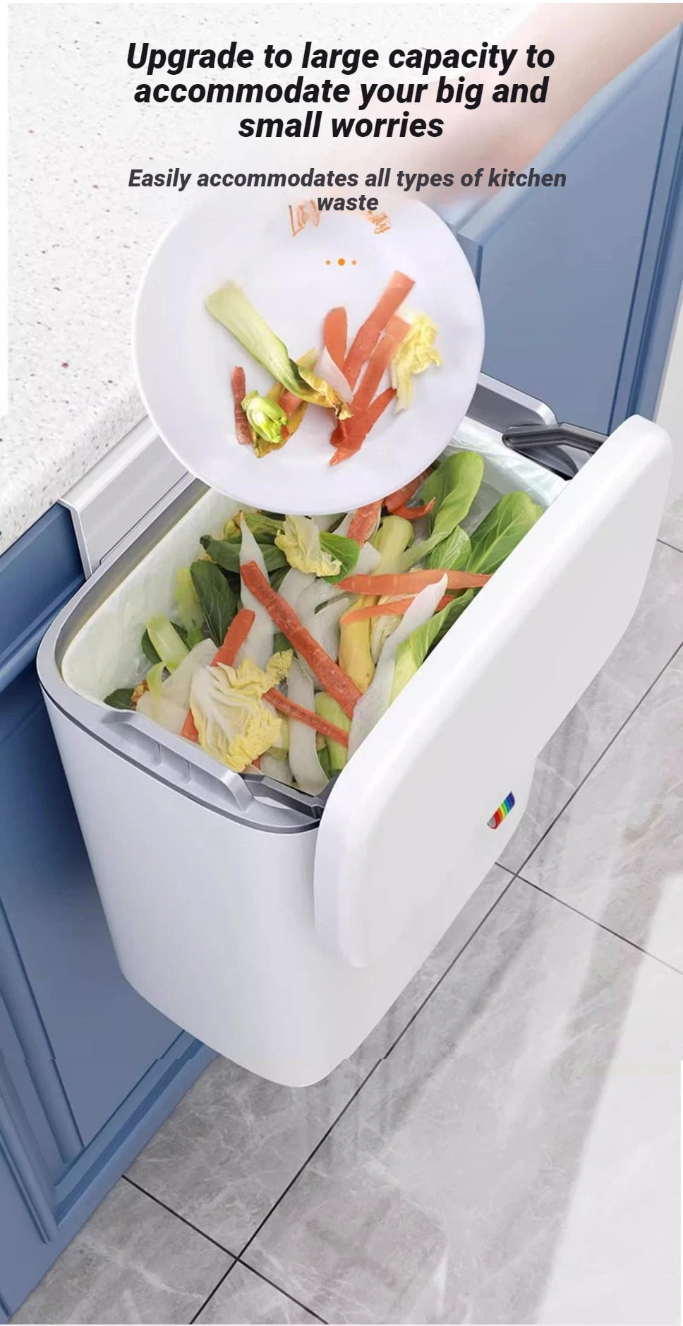 Cubo de basura Joybos para pared, 12 L con doble tapa sellada