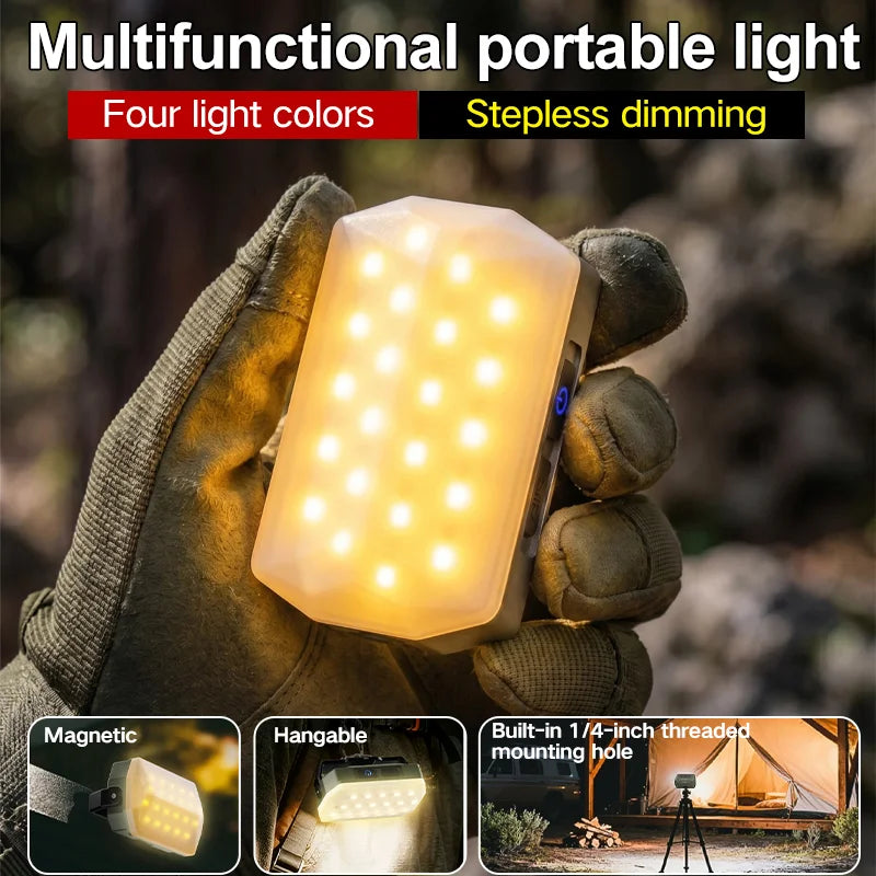 Lámpara LED Portátil con Carga Tipo-C para Camping y Exterior