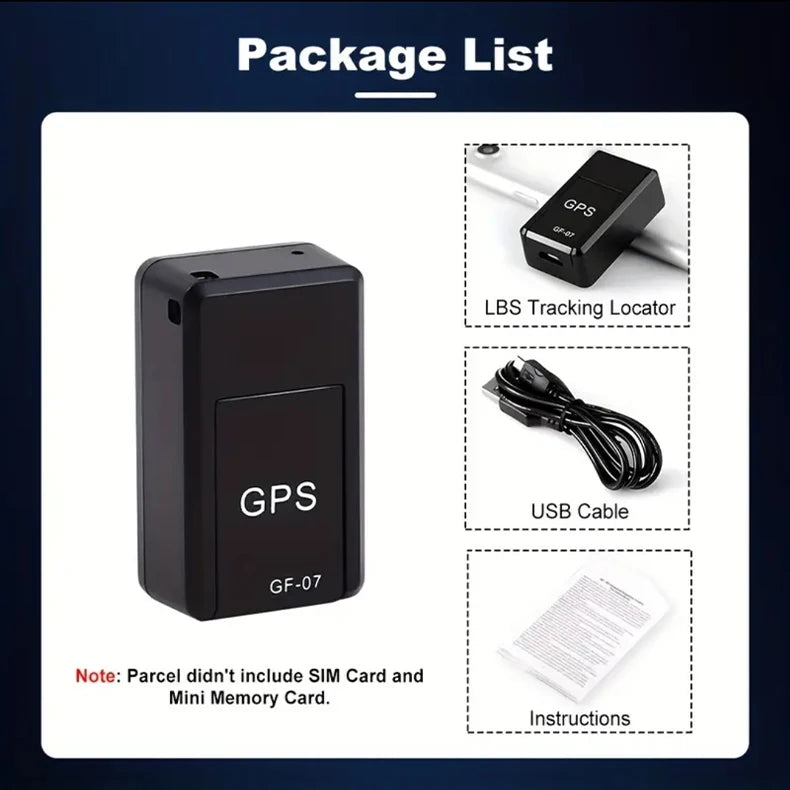 Mini Rastreador GPS GF-07 para Auto, Bicicleta, Mascotas, Niños, Rastreo en Tiempo Real, Posicionador Magnético Resistente Antipérdida ﻿