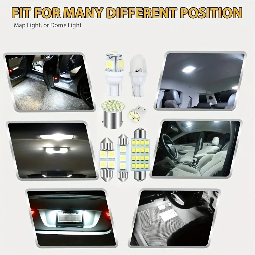 Kit de bombillas LED para coche, 42 Uds., 6000K, 12V, blanco, luz de mapa Interior, luz de techo, luz Interior de coche para un paseo más brillante