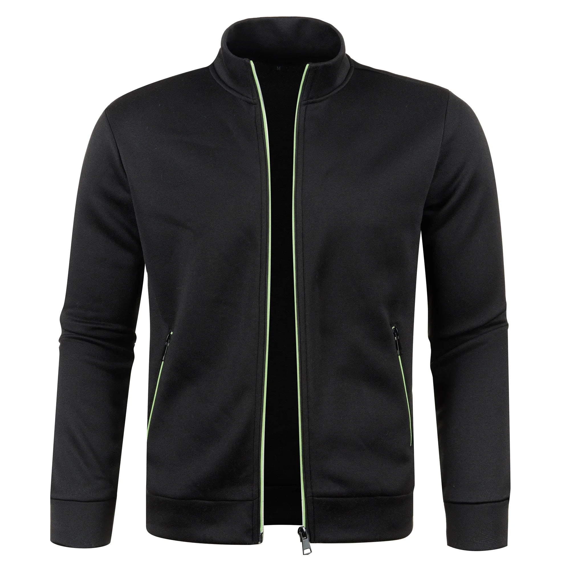 Otoño e Invierno, nuevo suéter largo con cremallera y mangas de bloque de Color para hombre, suéter fino de felpa, chaqueta informal ajustada, abrigo cómodo