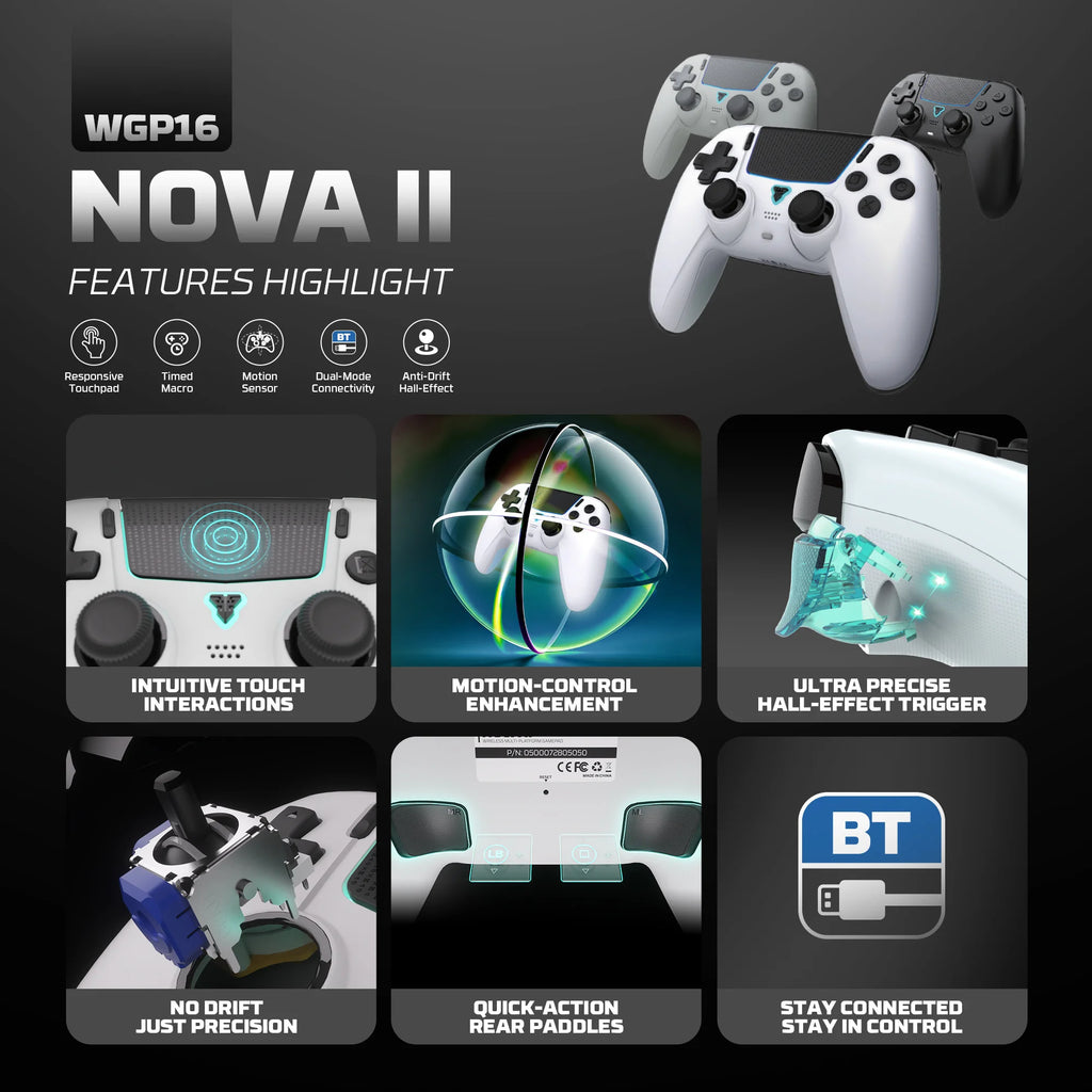 FANTECH NOVA II WGP16 Gamepad inalámbrico Sensor giroscópico Joystick Hall y disparador de efectos para PS4 NS2 controlador con cable Gamer