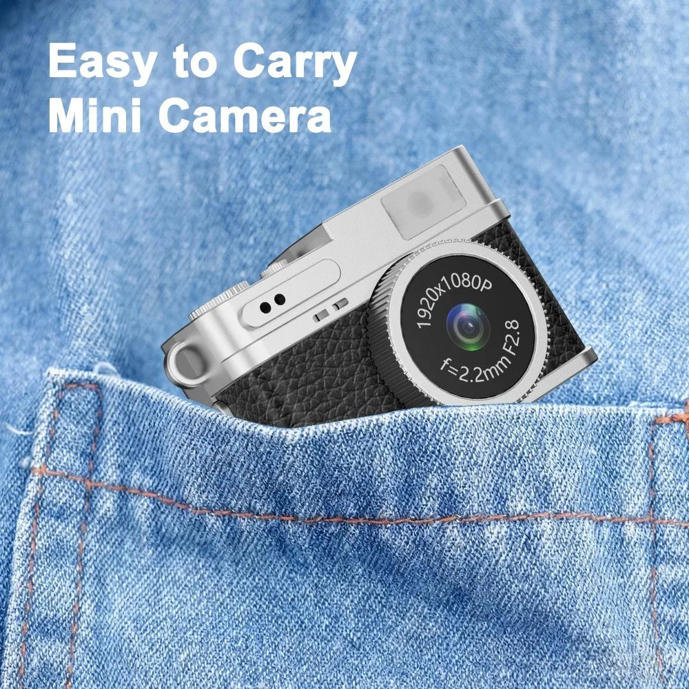 Mini Cámara Digital 1080P con Pantalla IPS, Grabadora de Video Portátil Retro