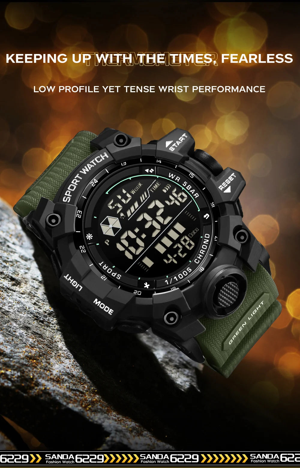 Reloj Digital LED Deportivo SANDA para Hombre, Estilo Militar, Resistente al Agua
