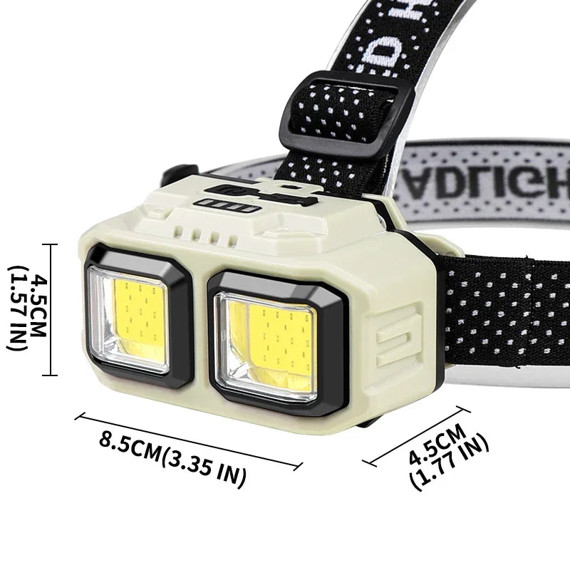 Linterna Frontal LED COB Recargable USB para Camping y Pesca