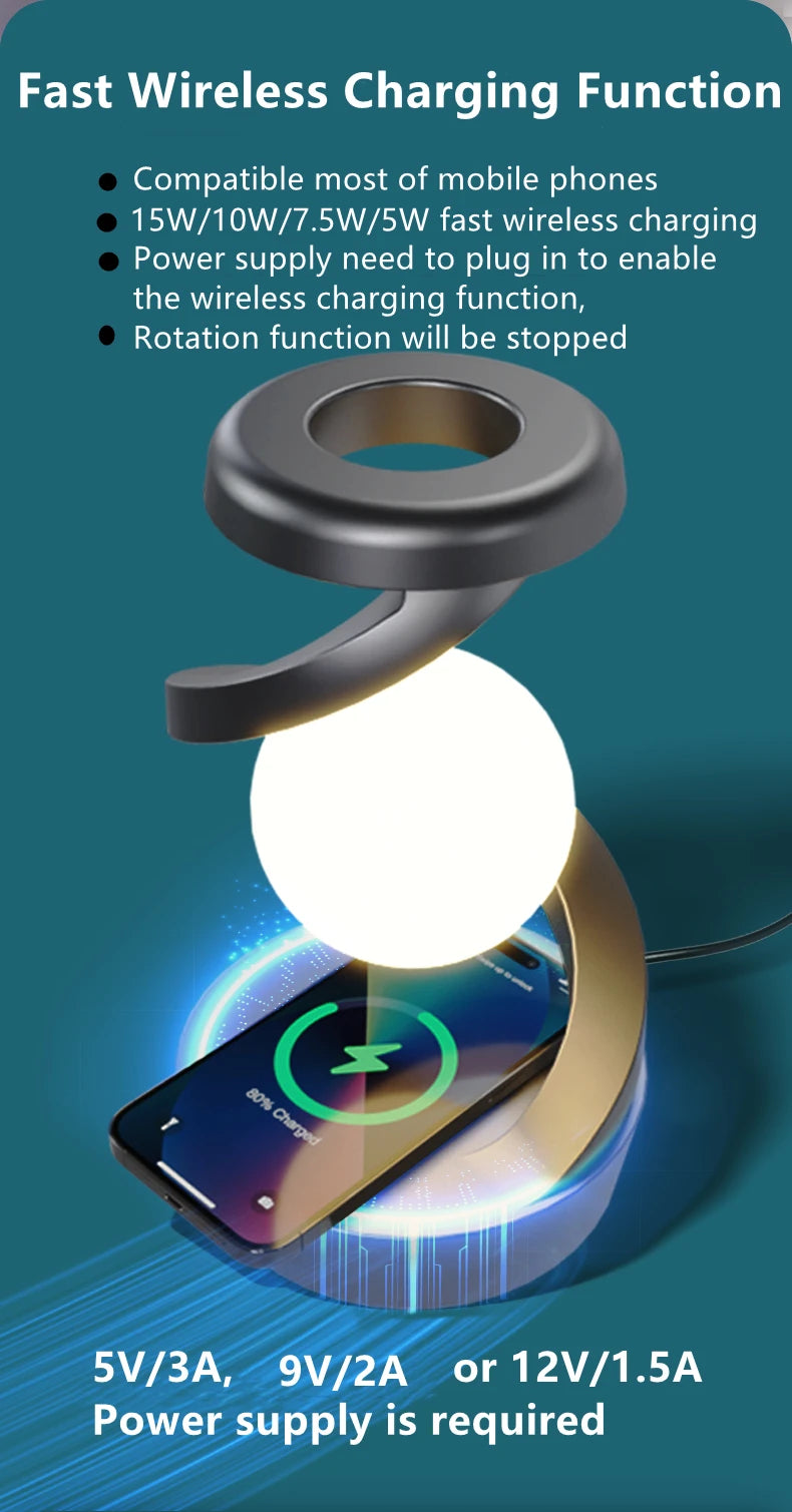 Lámpara de Mesa Flotante con Cargador Inalámbrico RGB