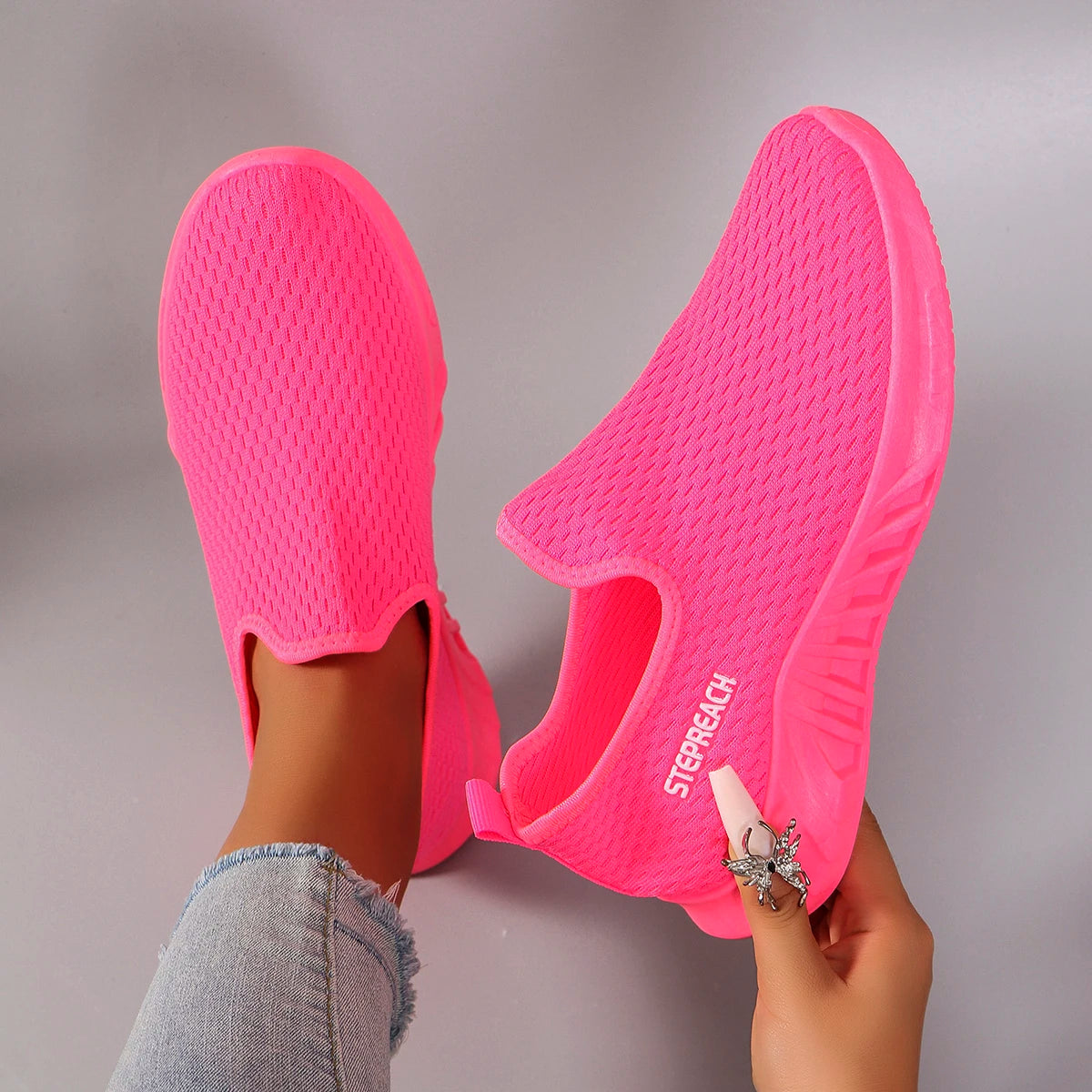Zapatillas planas de malla transpirable para mujer — Calzado informal de verano