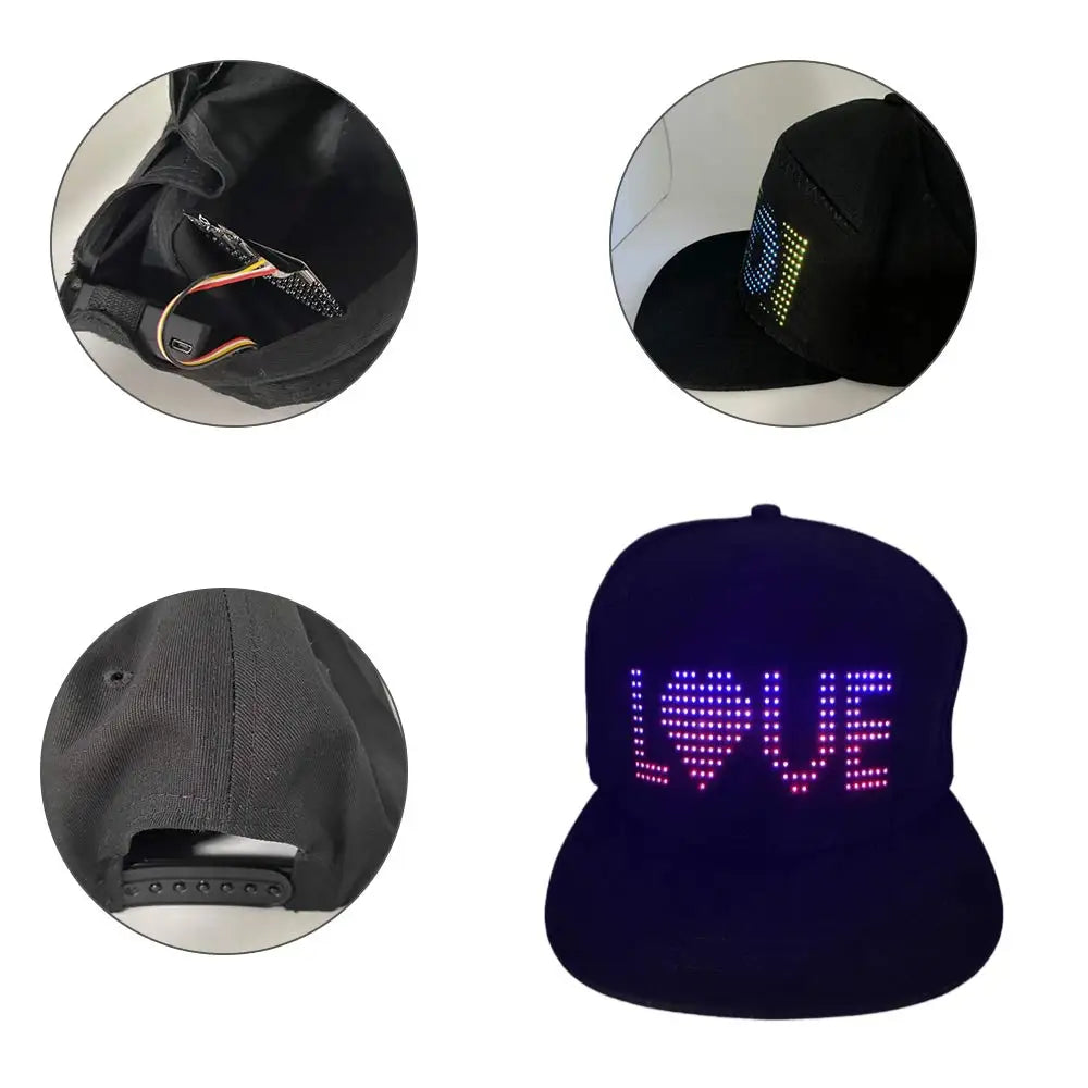 2025 nueva gorra LED, Control de aplicaciones en varios idiomas, edición DIY, sombrero genial iluminado (texto, música, imagen, dibujo) para hombres y mujeres