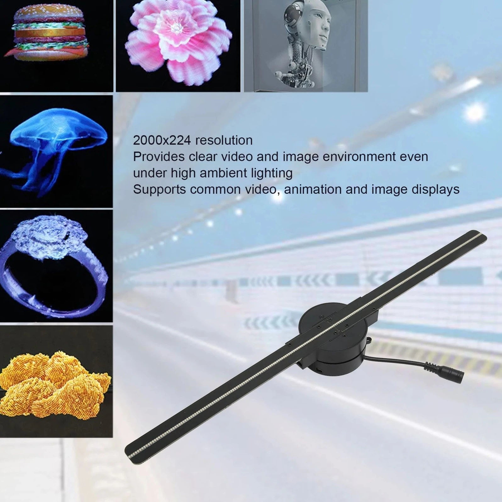 Ventilador Holográfico 3D WiFi 42CM Pantalla Publicitaria
