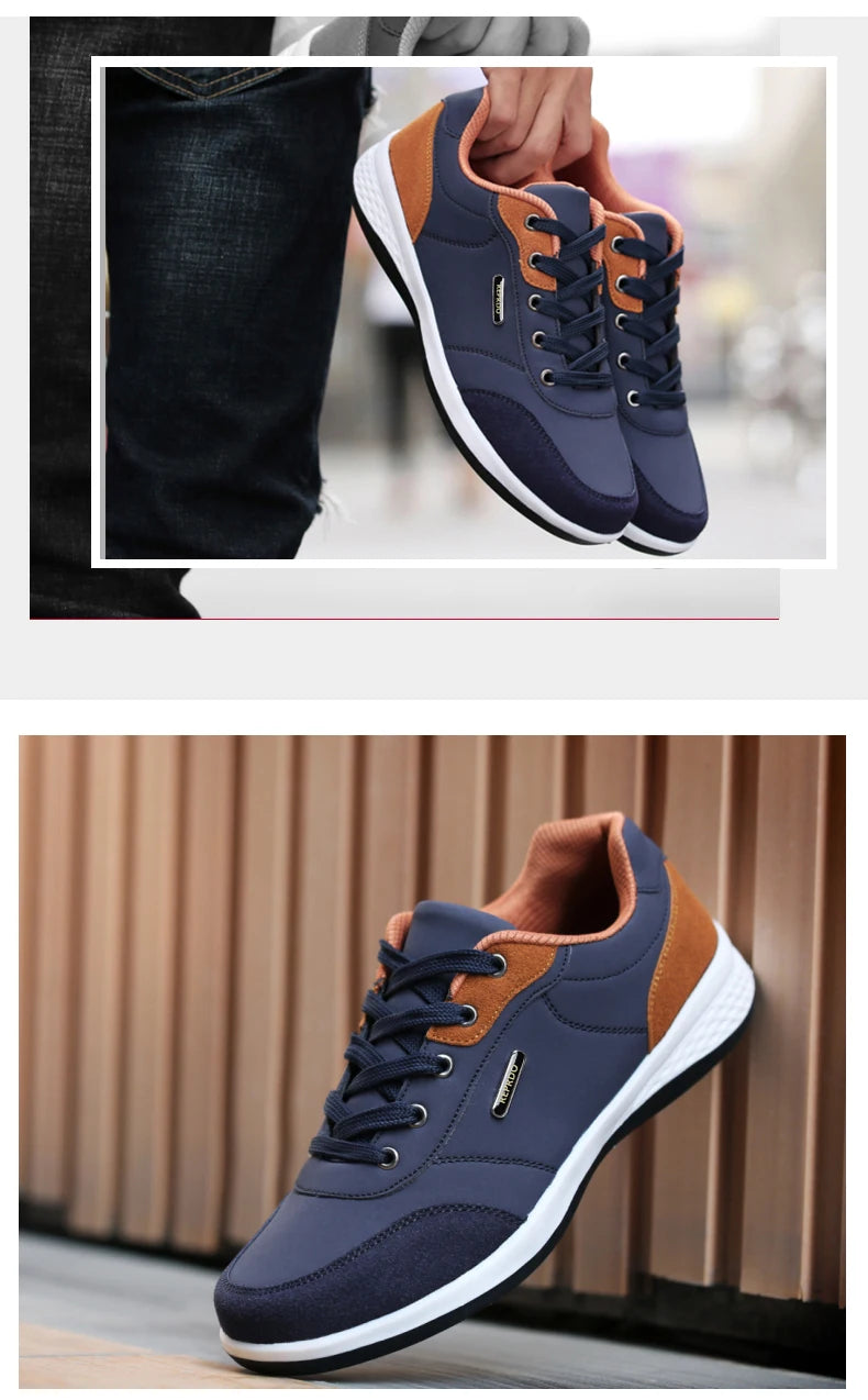 Zapatos YRZL para hombre, zapatillas impermeables para caminar para primavera y otoño, zapatos deportivos de cuero para hombre, zapatillas cómodas antideslizantes para hombre