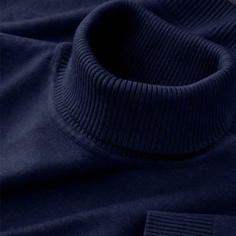 2025 nuevos suéteres de punto para hombre, jerseys transpirables de cuello alto de Color sólido, ropa de calle básica cálida para exteriores, Tops de negocios de otoño