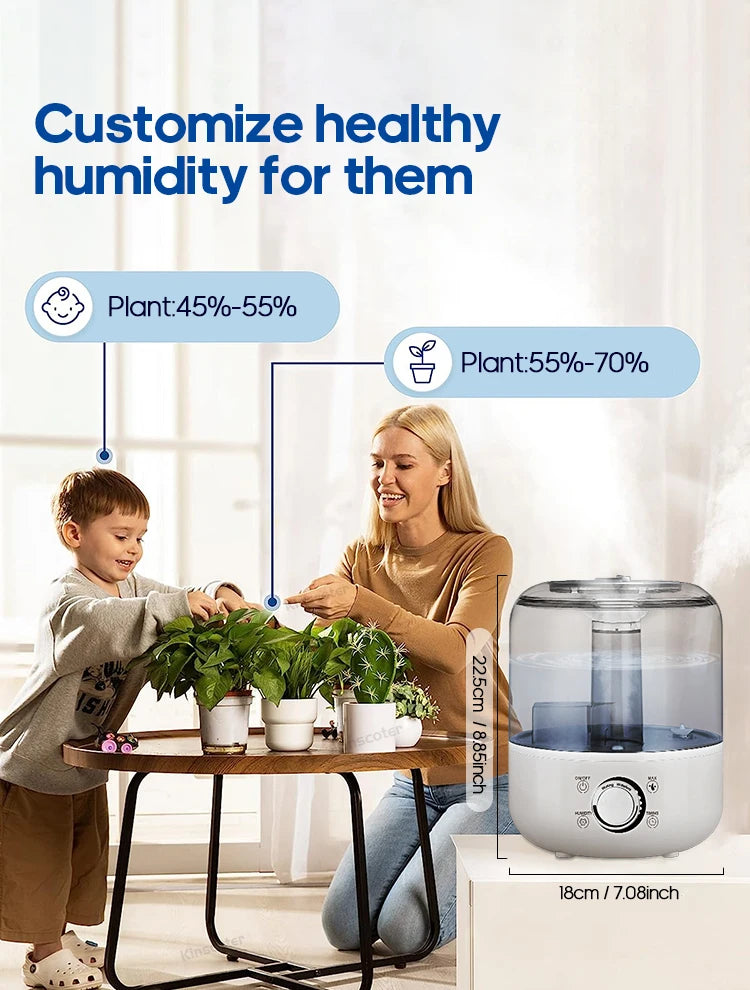 Humidificador de Aire 3L con Control Remoto y Difusor de Aromas