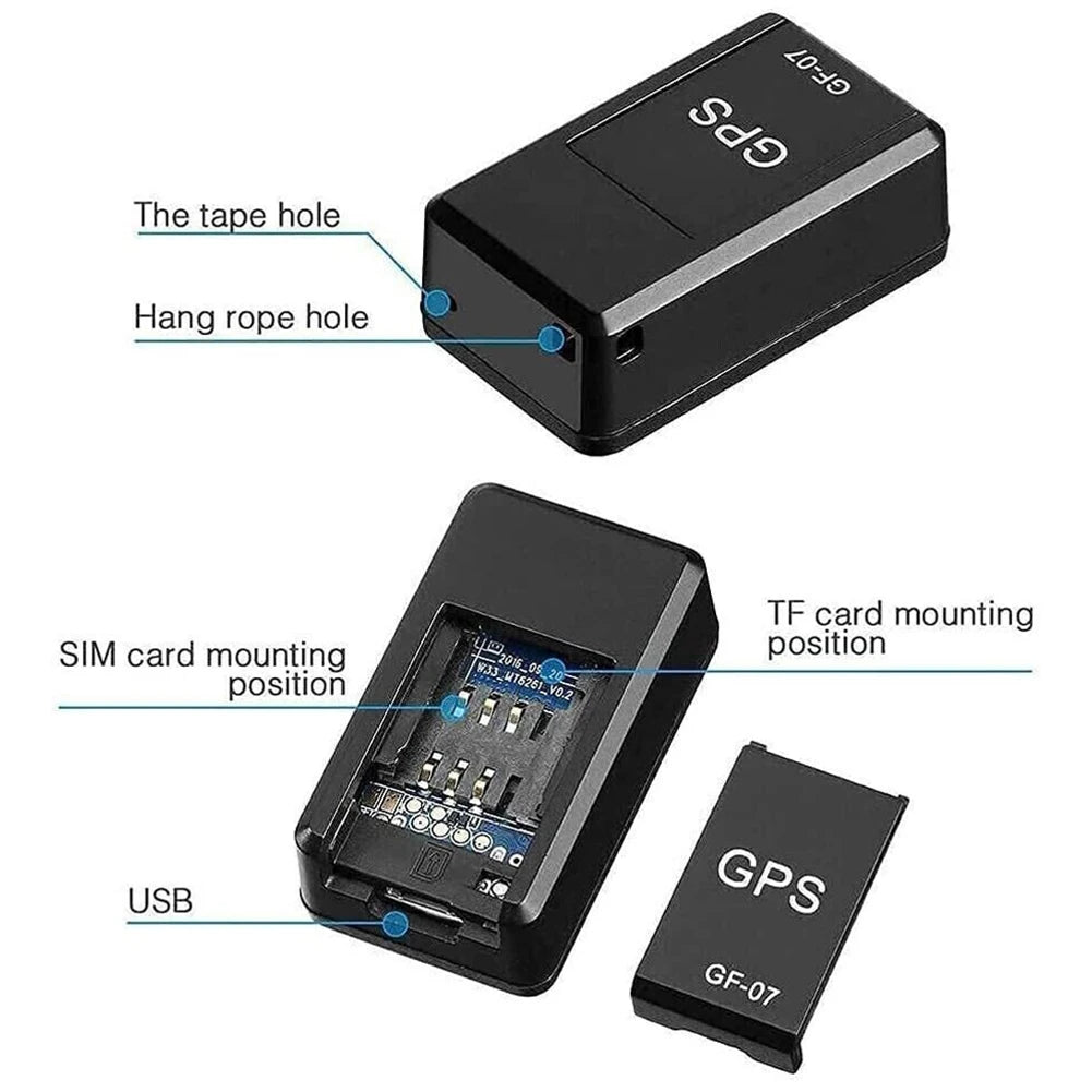 Minirastreador GPS para coche, localizador antirrobo en tiempo Real, localizador de mascotas, posicionador de mensajes SIM, 1-5 piezas, GF-07