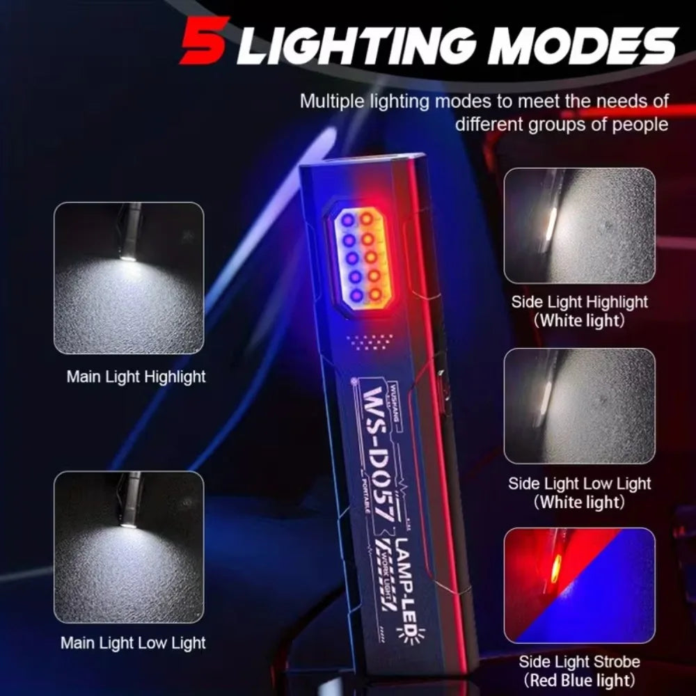 Linterna LED COB Recargable USB con Imán y Llavero - 5 Modos