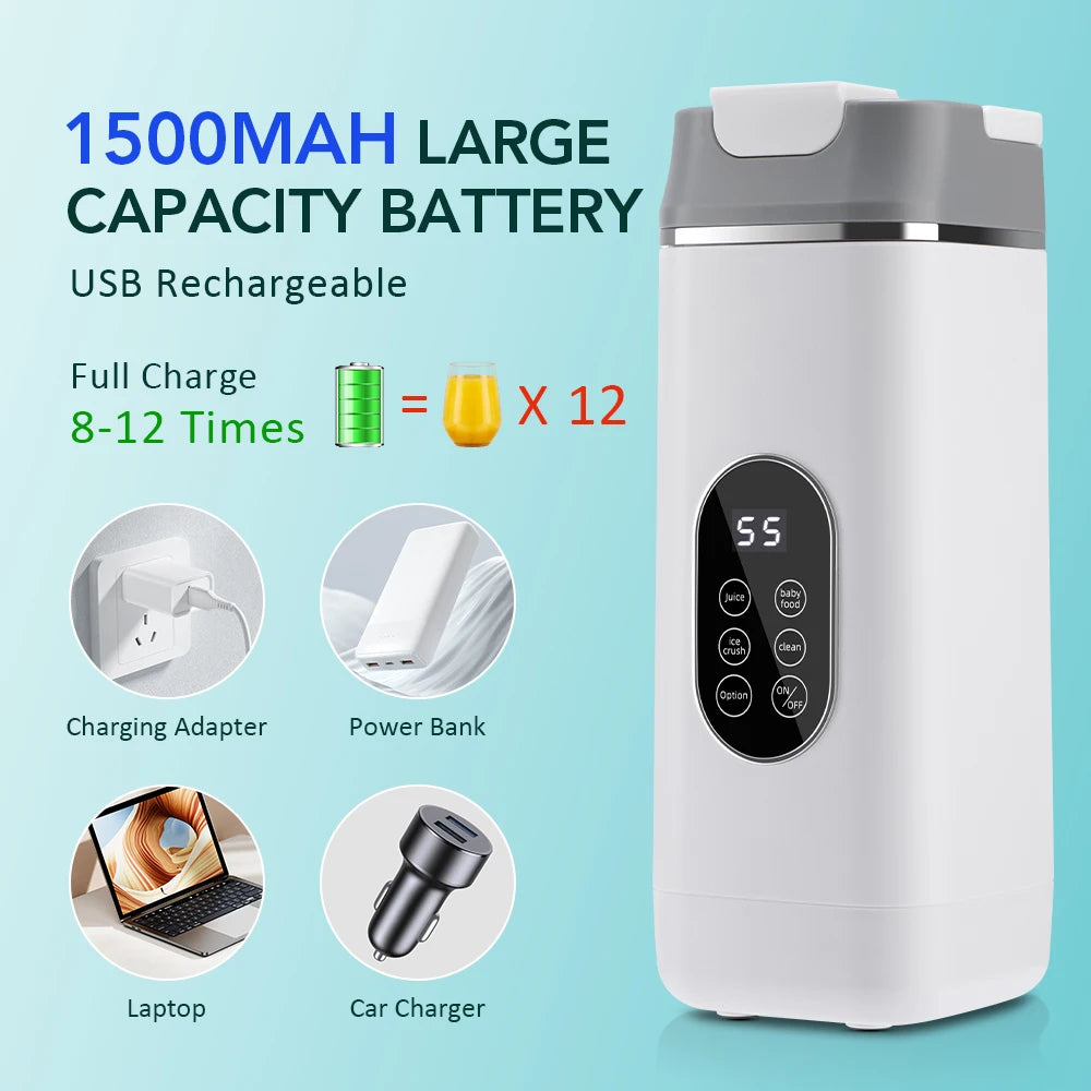 Licuadora Portátil USB 6 Cuchillas con 2 Vasos de Viaje 400ml