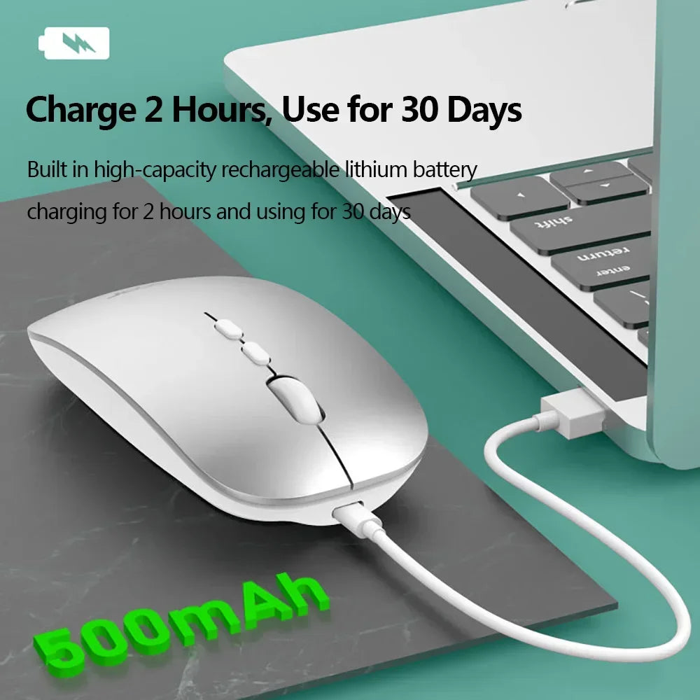 Nuevo ratón inalámbrico Bluetooth, ratón óptico recargable USB para ordenador, portátil, PC, Macbook, ratón para juegos, Gamer, 2,4 GHz, 1600DPI