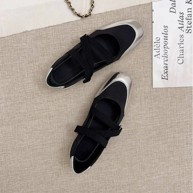 Zapatos Planos Mary Jane para Mujer, Punta Redonda, Estilo Ballet