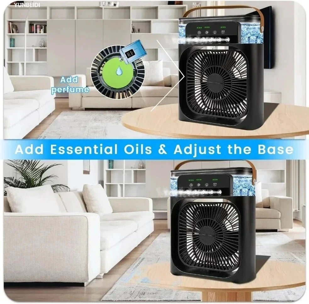 Ventilador 3 en 1 Portátil con Luz LED y Humidificador