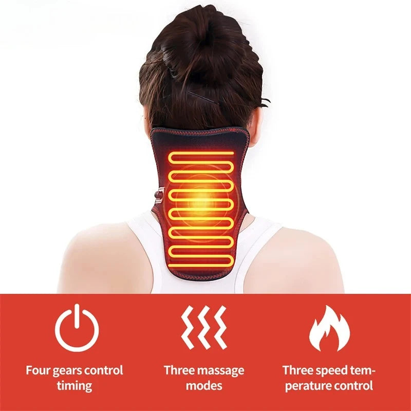 Masajeador Eléctrico Cervical con Calor, 3 Niveles de Masaje, Temporizador, Alivia el Dolor y la Rigidez Cervical, Calor para las Articulaciones, Estimula el Flujo Sanguíneo
