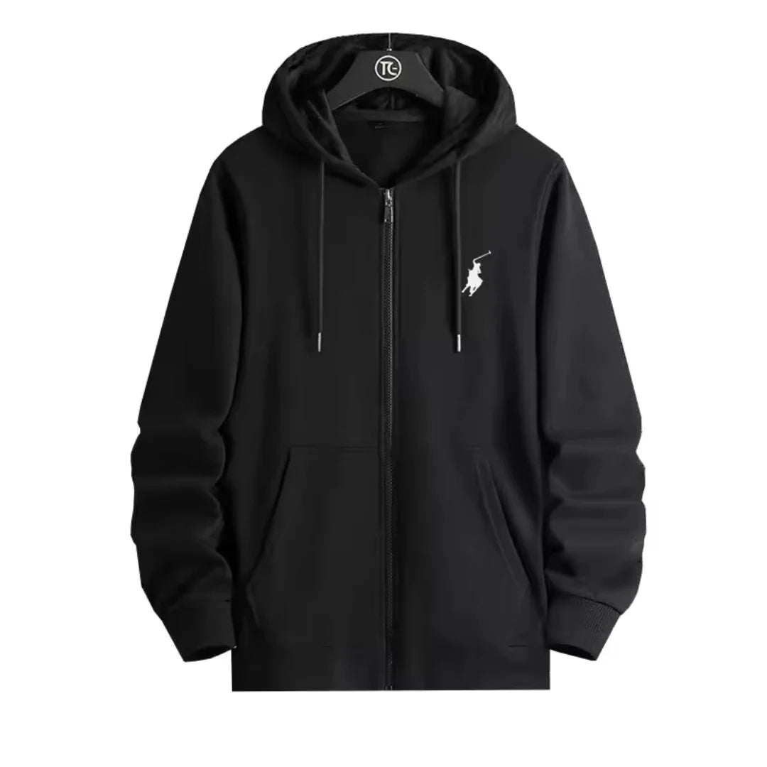 Hoodie con Cremallera y Bordado – Unisex, Estilo Deportivo