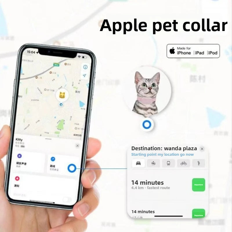 Rastreador GPS para Mascotas a Distancia, Impermeable, Seguimiento en Tiempo Real, Alerta de Movimiento, Collar Antipérdida para Perros y Gatos, Localizador Global para Apple Find APP