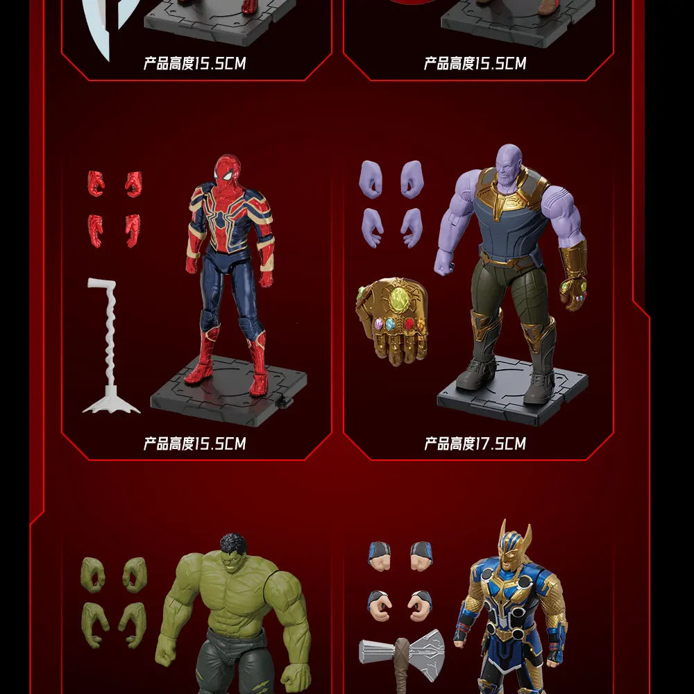 Los Vengadores Original Fondjoy Iron Man MK50 Iron Spider Thor Thanos Hulk figura de acción modelo colección de figuras móviles juguete para niños