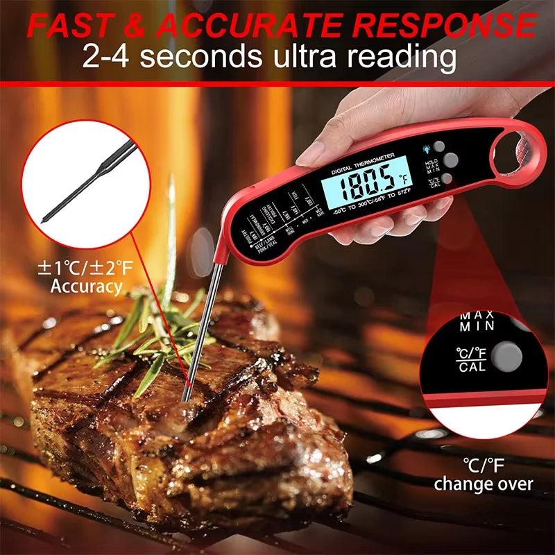LMETJMA Termómetro digital para carne Termómetro para carne de lectura instantánea Digital con sonda Termómetro para alimentos para cocinar a la parrilla JT-124