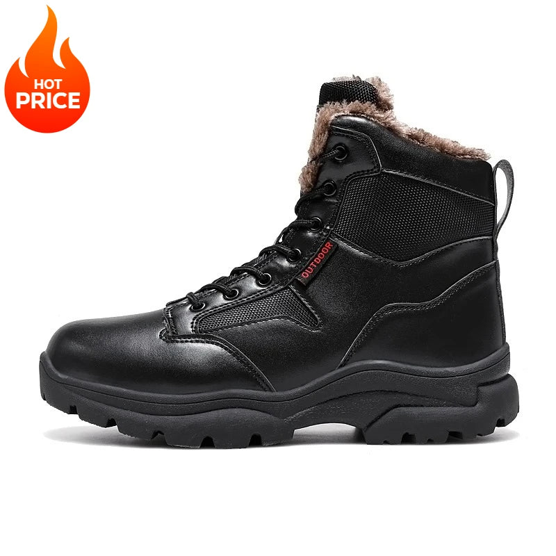 Botas de nieve para hombre forradas de piel, cálidas y antideslizantes