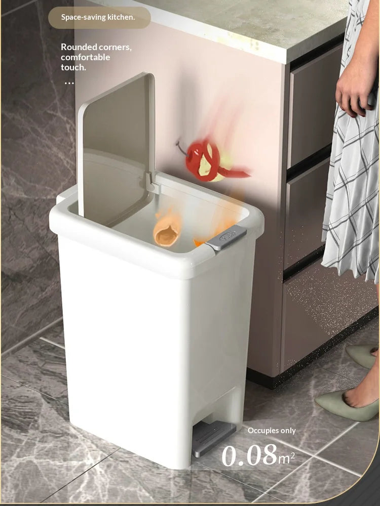 Cubo de basura con tapa doble, gran capacidad para cocina, baño, sala de estar, cubo de basura antiolores para el hogar, 1 ud.