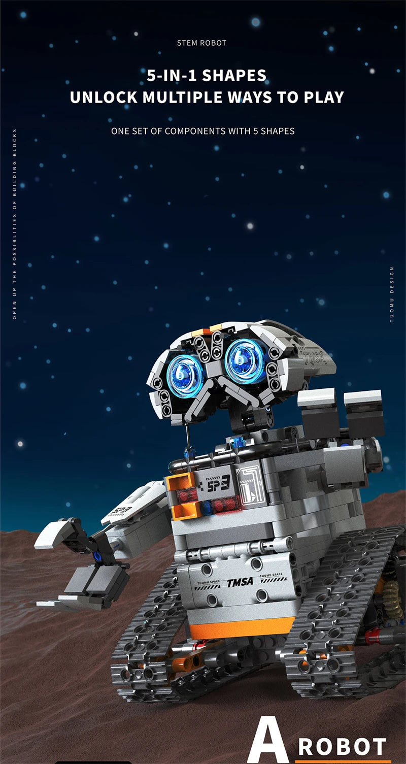 Bloques de construcción programables con brazo mecánico multieje, robot 5 en 1, juguetes de Control remoto, vástago interactivo, regalo de aprendizaje para niños
