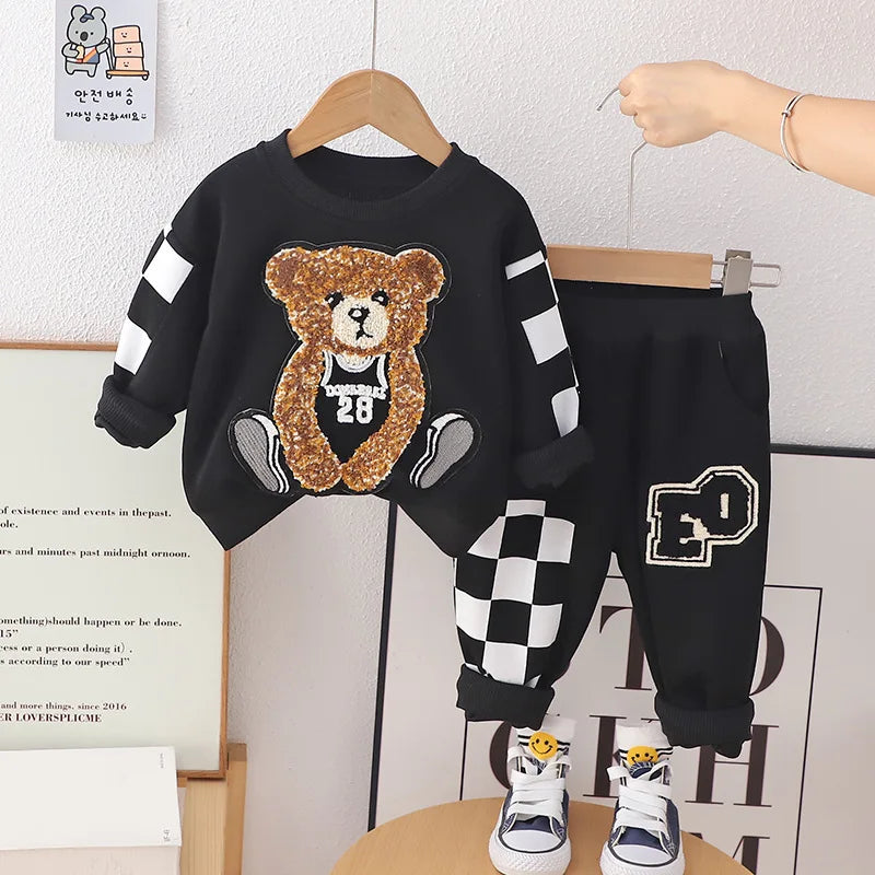 Sudaderas con capucha de moda para bebés, conjuntos de ropa para niños y niñas, sudadera de manga larga y pantalones, traje informal para primavera y otoño